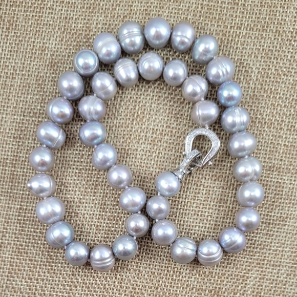 REAL 17" Gray Pearl Necklace - Picture 6 of 8